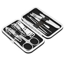 10PCS Pedicure / Manicure Set Nail Clippers Cleaner Cuticle Grooming Kit Case