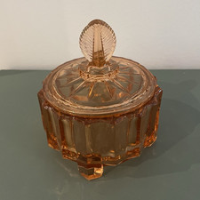 Orange Schmuckdose aus gepresstem Glas mit abnehmbarem Deckel, H20x rund  13,5cm