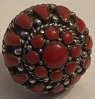 Vintage Womens Sterling silver zuni DW coral cabachon ring 14.7g clean!