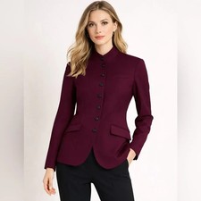 NEW, Rag  Bone Slade wool crepe fabric Blazer in Burgundy Size 2 SJ2327