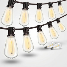 50FT Outdoor String Lights ST38 LED Edison Bulbs Shatterproof Waterproof Patio