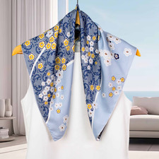 100 Twill Silk Shawl Neckerchief Double face Scarf 65X65cm Flower Print Bandana
