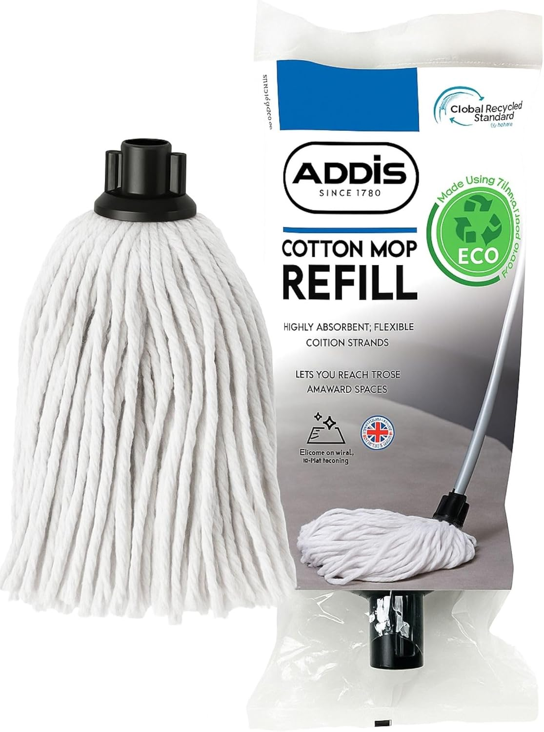 ADDIS Cotton Mop Refill, Graphite/ Metallic,White