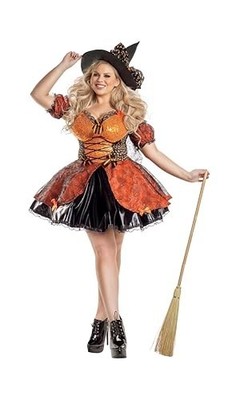 Party King Womens  Plus Size Sweet as Candy Corn Witch Costume, 1X