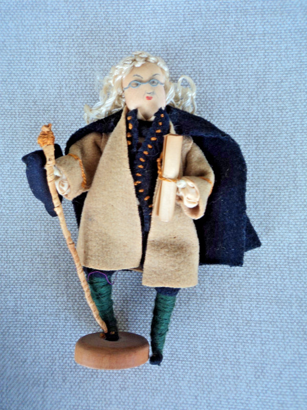 Vintage 6" Standing Ben Franklin Doll Felt & Cloth - Yarn Hair