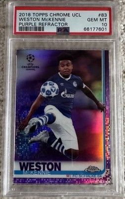 2018-19 TOPPS Chrome UEFA UCL Weston McKennie /250 Purple Refractors #83 PSA 10