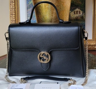 NWT GUCCI INTERLOCKING G DOLLAR LARGE TOP HANDLE SHOULDER BAG