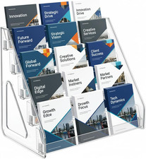 5-Tier Acrylic Brochure Holder, Pamphlet Display Stand for Countertop  Clear Li
