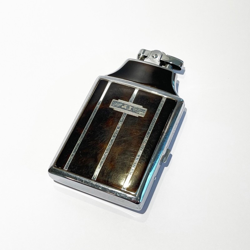 Vintage Ronson Cigarette Case & Lighter Tortoise Shell Silver Tone Very Nice!