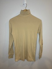 Sunspel England Butterscotch Cotton Knit Turtleneck Shirt Small S Lightweight