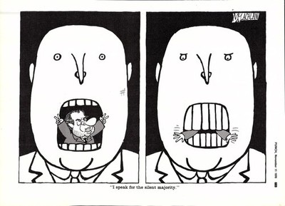 1970 Punch McLachlan Cartoon Druck NIXON, ''Ich spreche für die schweigende Mehrheit''