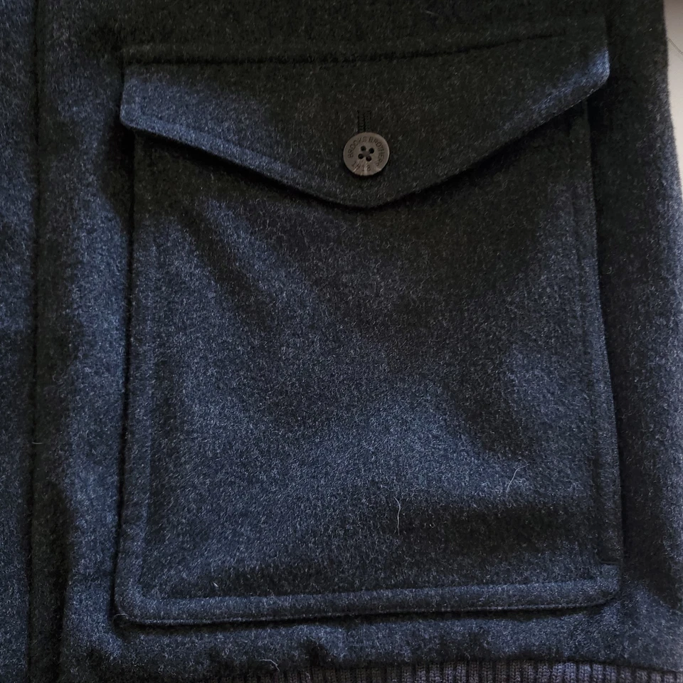 Brooks Brothers Loro Piana Storm System Mens Large Wool Blue Coat Zip - Image 3 of 4