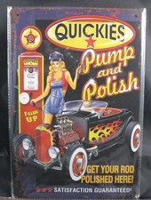 HOT ROD POMPE A ESSENCE  VOITURE PIN UP PLAQUE DE DECO VINTAGE EN METAL