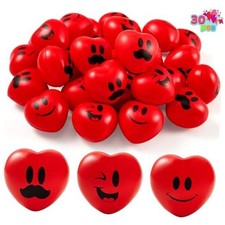 30 Pcs Valentine's Day Red Heart Shape Stress Ball, Valentines 1.5 Classic