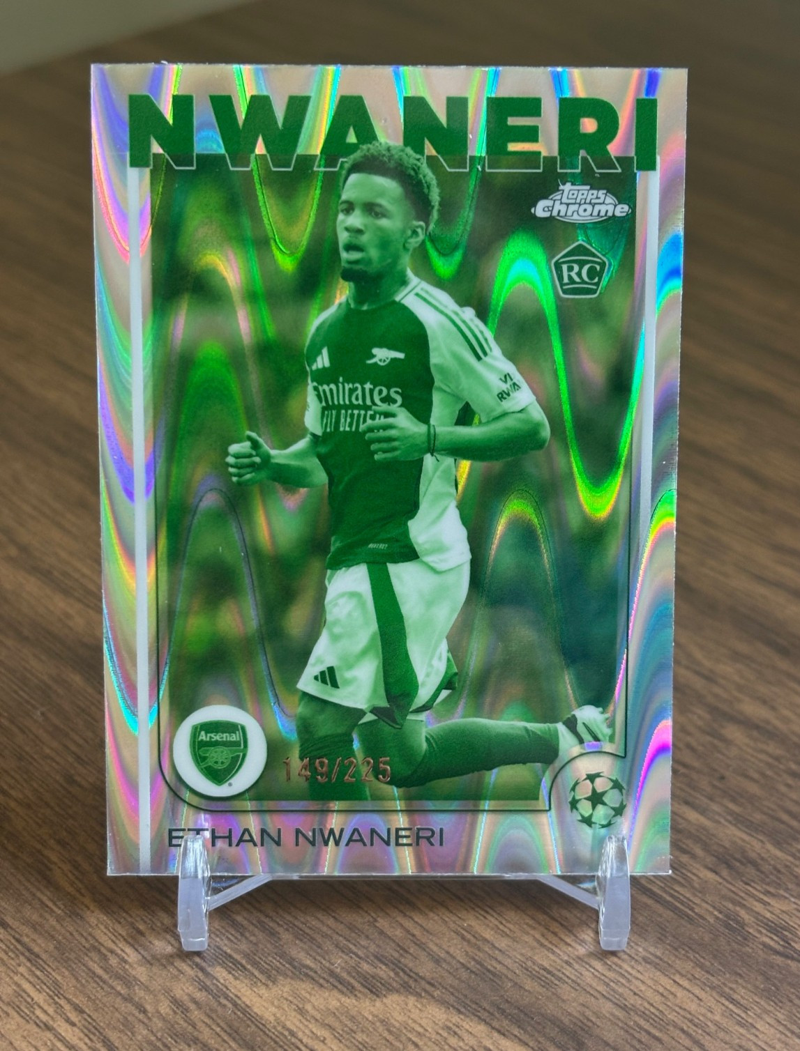 Ethan Nwaneri 2024-25 Topps Chrome UCC #158 Night Vision RayWave /225 Rookie RC