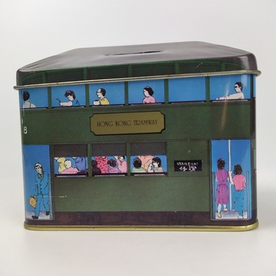 Vintage Blech Spardose mit Deckel ''Hong Kong Tramway - Wan Chai'' 12x9x7 cm 
