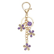 Initial Letter Flower Keychain, Cute Alphabet H Cherry Blossom Keyring, Purple