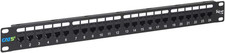 Cat5E Feed-Through Patch Panel, 24 Port, 1U Rackmount, RJ45 Ethernet Patch Panel