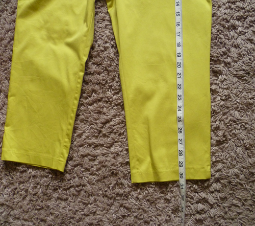 ^ MARKS & SPENCER - SIZE 14 S CROPPED CHARTREUSE (GREEN/YELLOW) STRETCH TROUSERS - Picture 13 of 14
