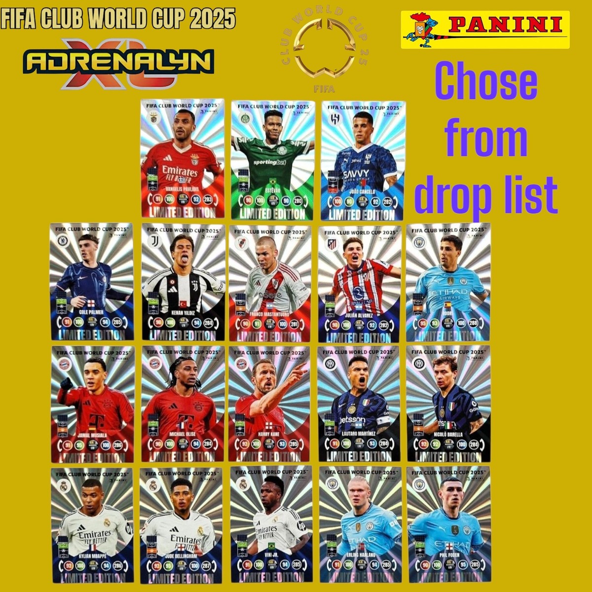 CLUB WORLD CUP 2025 Fifa ADRENALYN XL PANINI limited edition