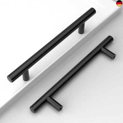 Amerdeco 10 Stück Möbelgriffe Edelstahl Schwarz 128mm Lochabstand Schrankgriffe 