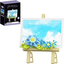 Mini Flowers Picture Frame Building Set, Desk Decor Block Easel for Message Stic