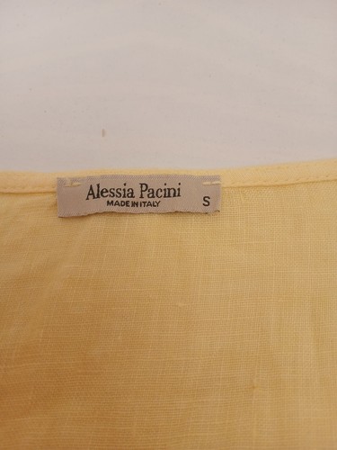 Italian Linen Top Short sleeve Button front Womens Small Alessia Pacini P2P 20". - Picture 2 of 13