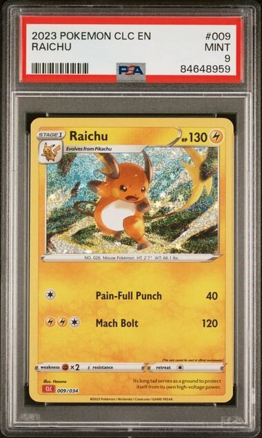 PSA 9 Raichu 009/034 CLC Classic Collection Charizard Deck Holo Pokémon TCG 2023