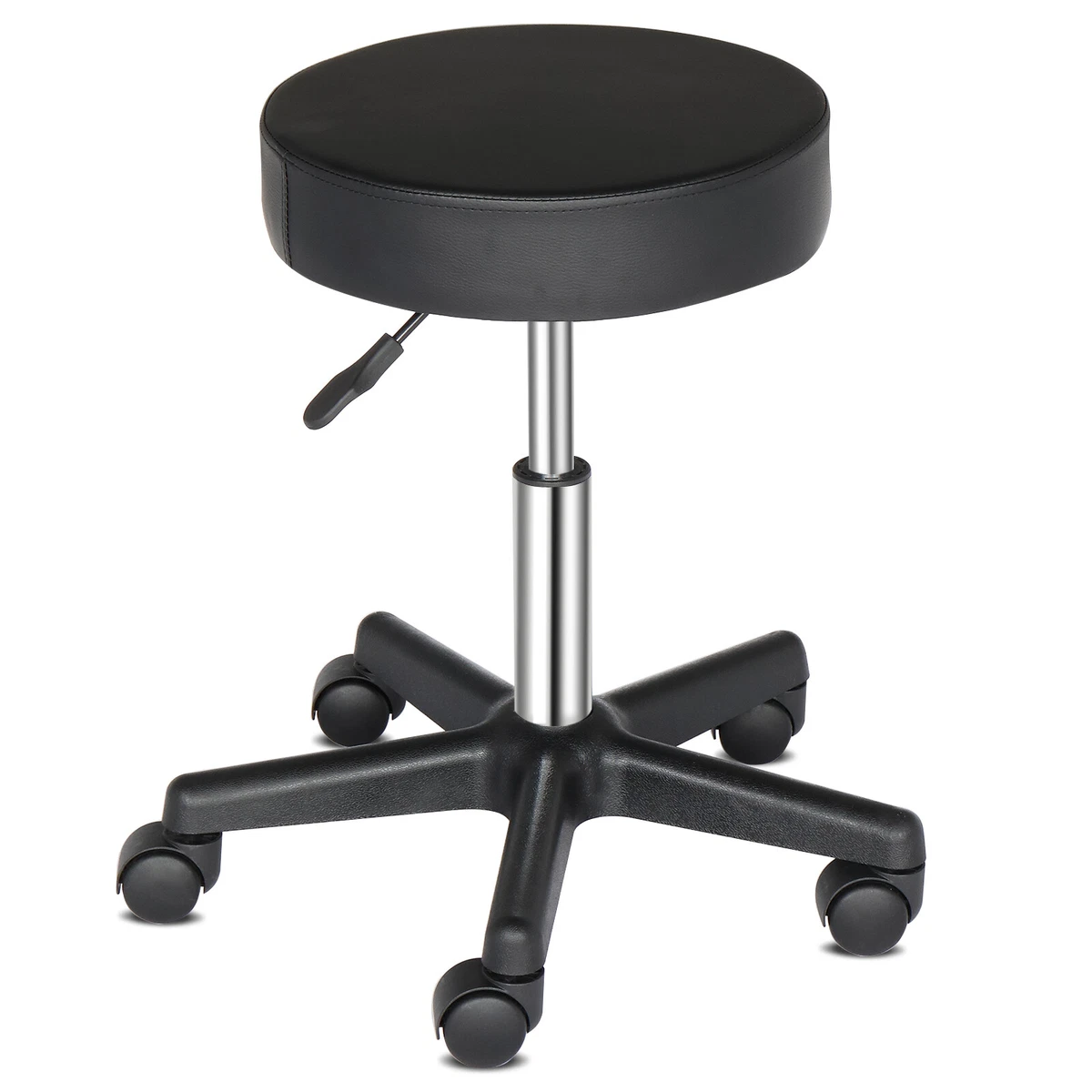 Adjustable Swivel Bar Stool Plastic Arch Feet Rotating Black Seat