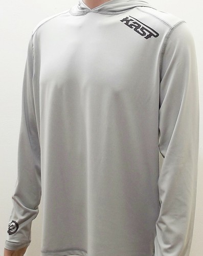 Kast Extreme Fishing Gear Ronin Tech Top Hooded Sun Shirt Grey Small NWT in OP - Picture 2 of 12
