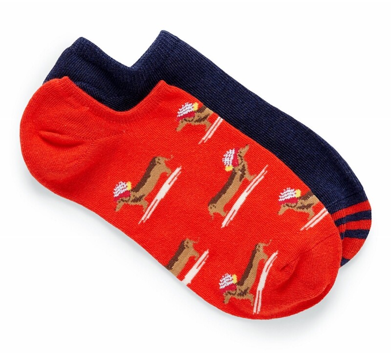 Women’s Winter Dachshund Red & Black Ankle Socks – set of 2