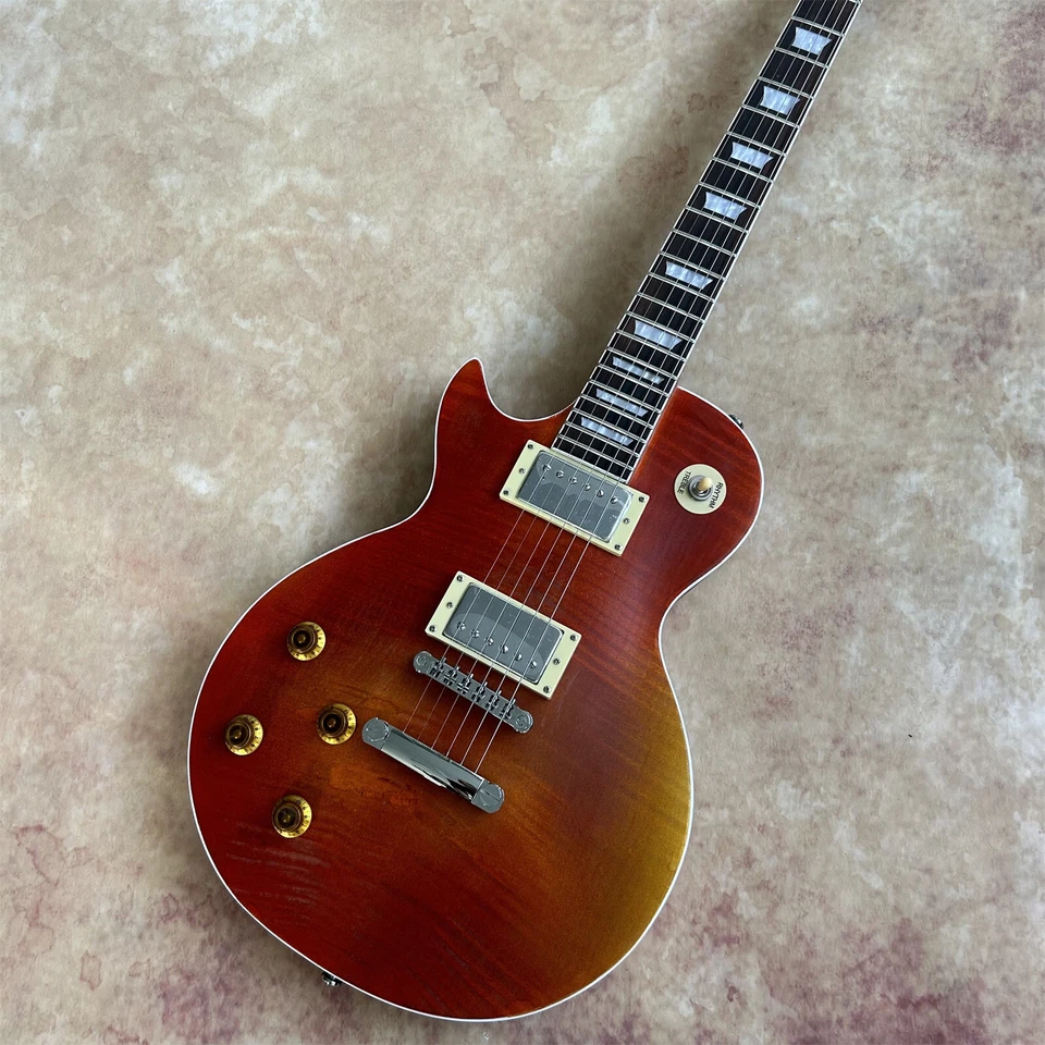 Left-Handed Custom Electric Guitar: Red LP, HH Pickups Mahogany Build 22 Frets - Image 3 of 4