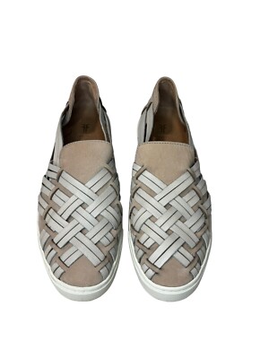 Frye Ivy Huarache Shoes Womens Tan Leather Woven Slip On Casual Sneaker 
