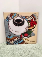 1990 EARTHTONES TILE Chili Peppers & Pot 6" Trivet Wall Art