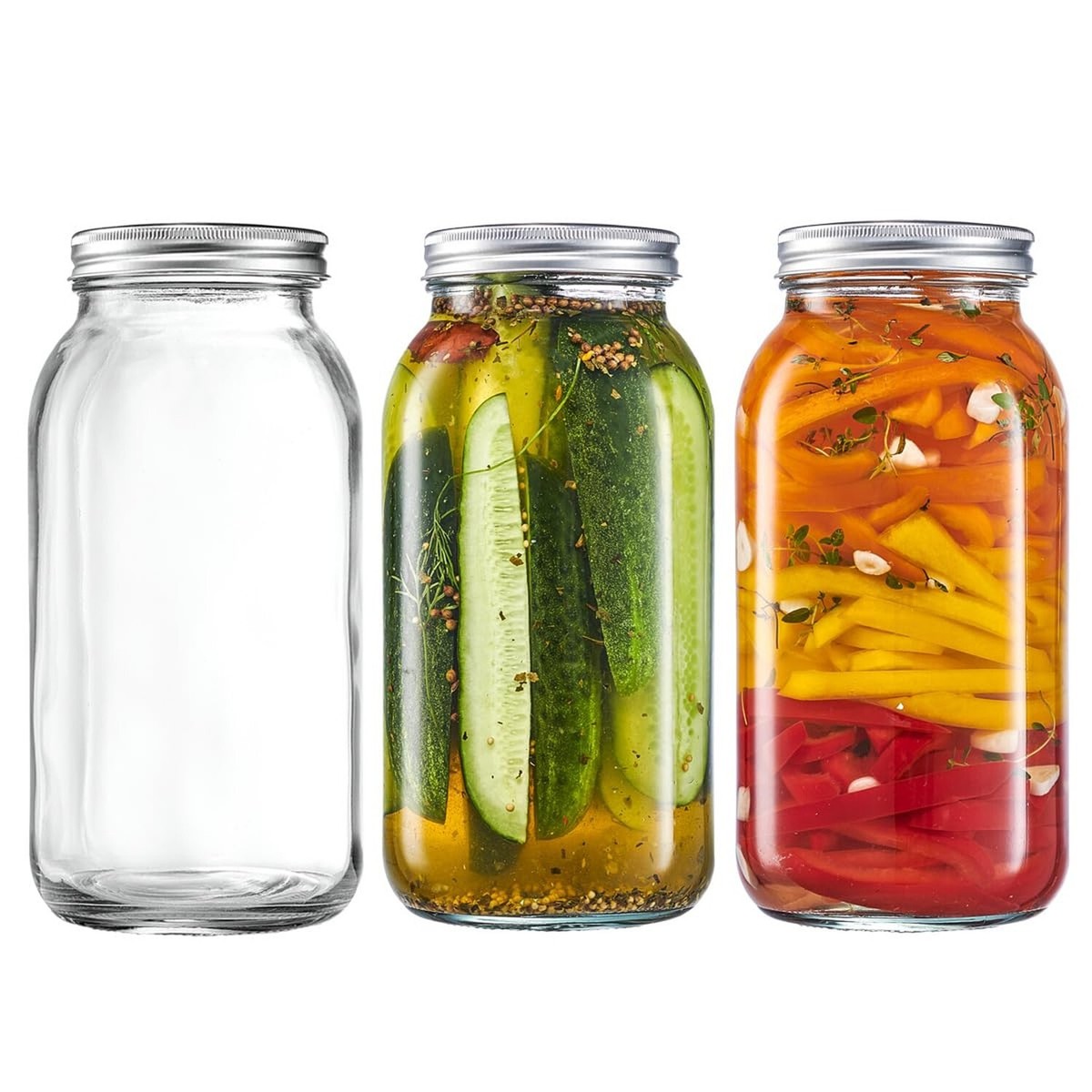 64 Oz Glass Bottle & Jar with Airtight SCREW LID, Scale Line