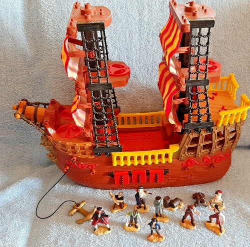 Fisher Price 2006 Mattel Adventure Pirate Ship Brown Red Sails 9 fisher-price-2006-mattel-adventure-pirate-ship-brown-red-sails-9