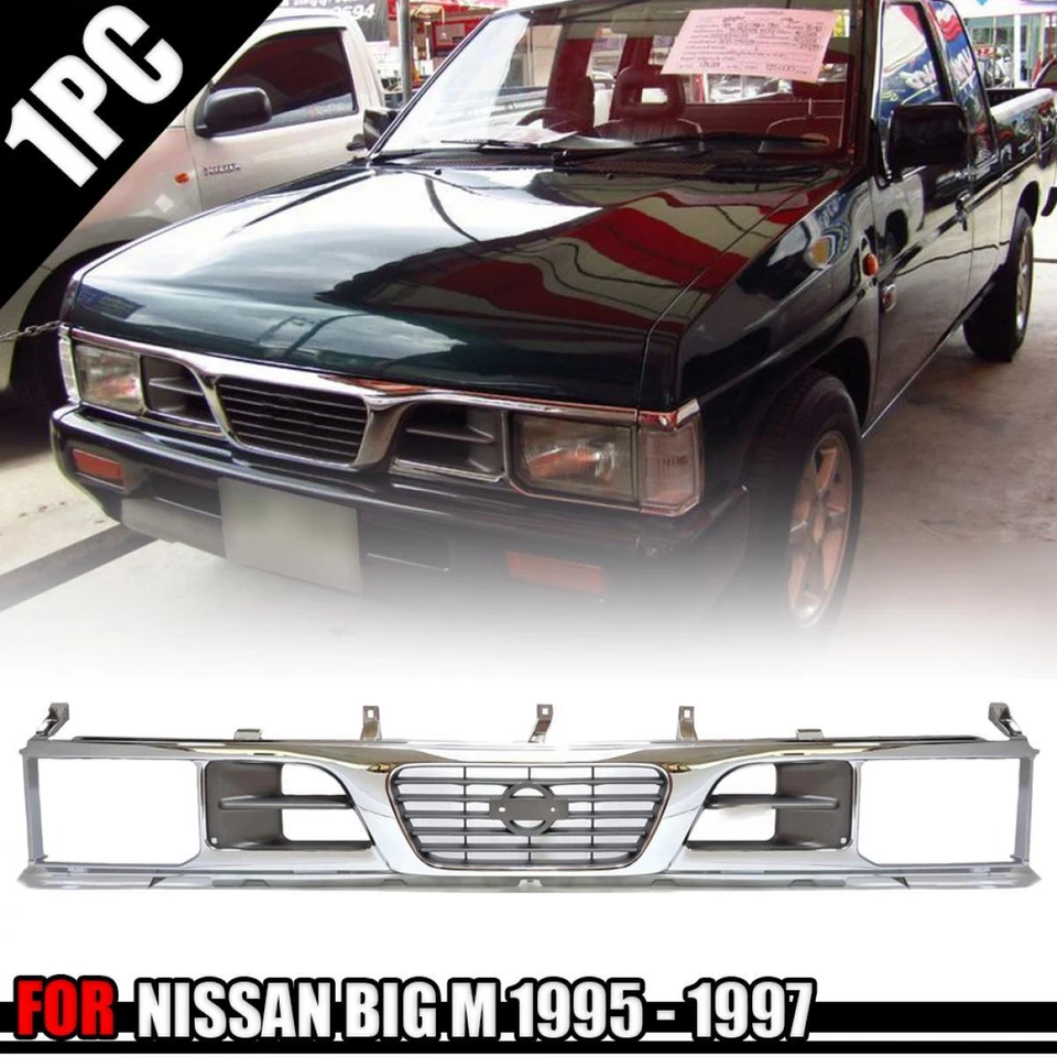 Front Grille Chrome Cover Fit Nissan Datsun Navara D21 1995-1997 Pickup - Image 2 of 4