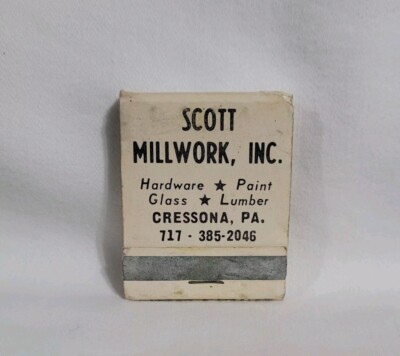 Vintage Scott Millwork Inc Matchbook Cressona Pennsylvania Advertising Matches