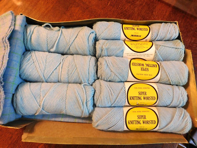 MILLIKEN WORSTED 100% WOOL YARN, 8 SKEIN PLUS MATCHED FABRIC.708 DYE LOT