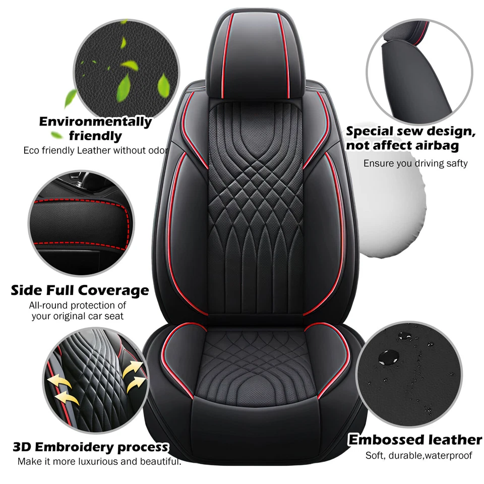 For Nissan Luxury Leather Car Seat Covers Front Rear Full Set Cushion Protector - Изображение 2 из 4