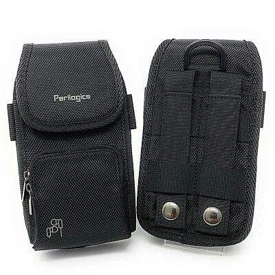 PERILOGICS Tactical Molle Phone Holster Belt Pouch With Zipper Pocket Fits Large Phones