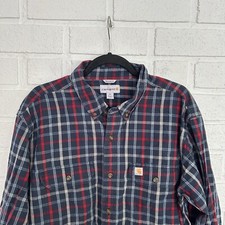 Vintage Carhartt Relaxed Fit Button Up Shirt Mens Large Plaid Pockets Work Shirt