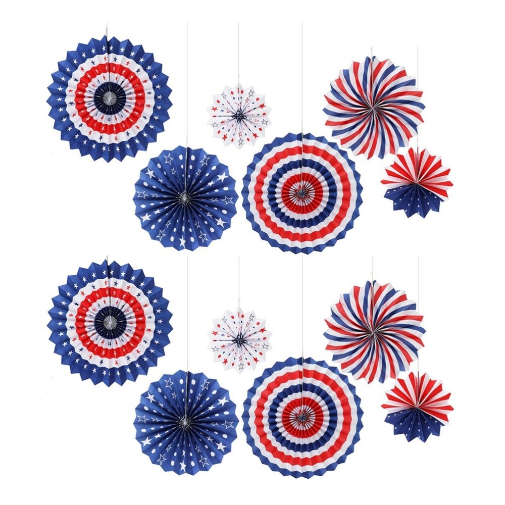 Patriotic Party Decor Set 12 American Flag Paper Fans eBay