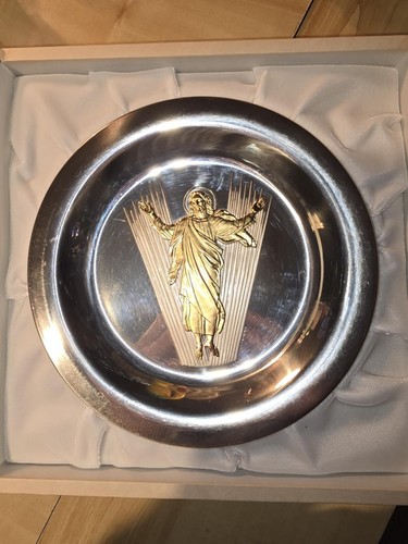 Franklin Mint 1973 Osterteller Auferstehung Sterling Silber/Gold galvanisiert