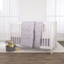 Little Love by NoJo Grey and White Chevron 3 Piece Crib Bedding Set Dust Ruffle