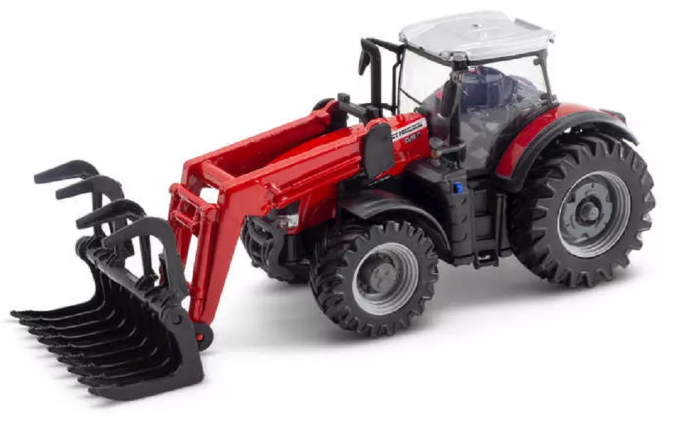 BURAGO MASSEY FERGUSON FRONT LOADER TRACTOR 10CM 31634 FARM PIG COW TOY