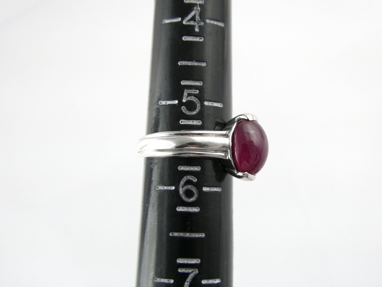 Sterling Silver Lab Created Star Ruby Cabochon Ri… - image 7