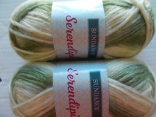 Sundance Serendipity brushed gradient yarn, Greenery, lot of 2 174 yds ea 