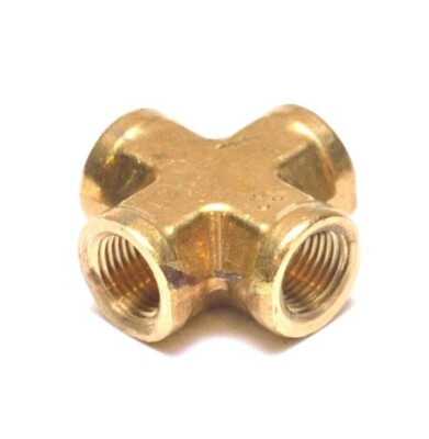 5-Pack 1/4" NPT Female Brass Pipe Tee Fittings - 3 Way Connector For Fuel, Air, Water, Oil, Gas