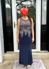 Clarisse Dark Blue Sequins Formal Dress Womens Size 6 Prom Evening Gown